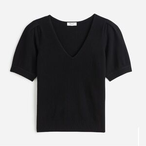 Madewell V-neck puff sleeve CASHMERE sweater T | sz S | black